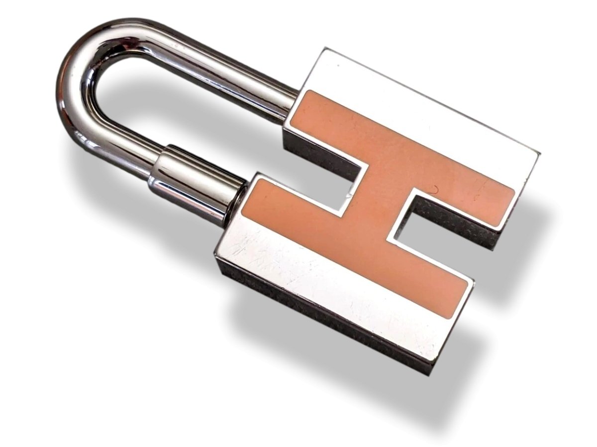 Hermes [113] Silver/Orange Enamel NEON CADENAS Key Ring, Bag Charm, Box - poupishop