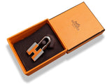 Hermes [113] Silver/Orange Enamel NEON CADENAS Key Ring, Bag Charm, Box - poupishop