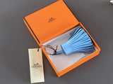 Hermes [114] Bleu Celeste Milo Lambskin PORTE-CLES CARMEN Key Ring Bag Charm, BNIB! - poupishop