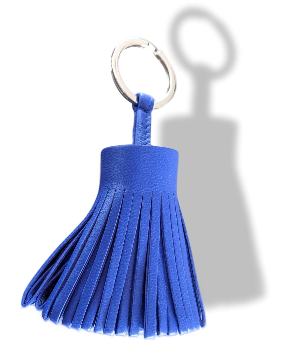 Hermes [114] Bleu Electrique Milo Lambskin PORTE-CLES CARMEN Key Ring Bag Charm, BNIB! - poupishop