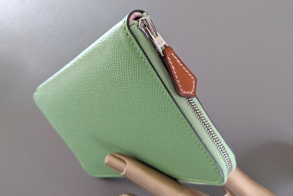 Hermes [114] Green Criquet/Pink Confettis Epsom/Barenia SILK' IN CLASSIC LONG WALLET, BNIB! - poupishop