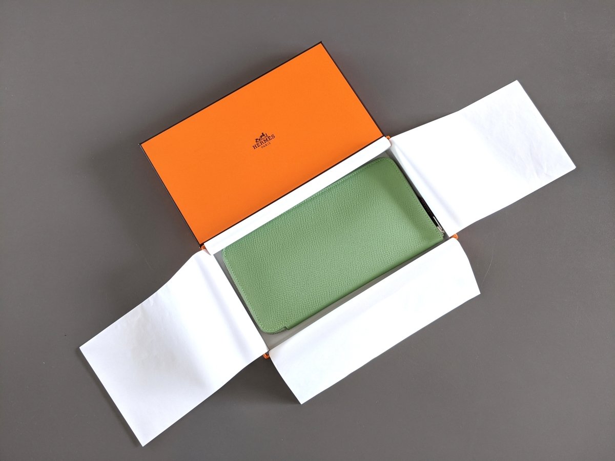 Hermes [114] Green Criquet/Pink Confettis Epsom/Barenia SILK' IN CLASSIC LONG WALLET, BNIB! - poupishop