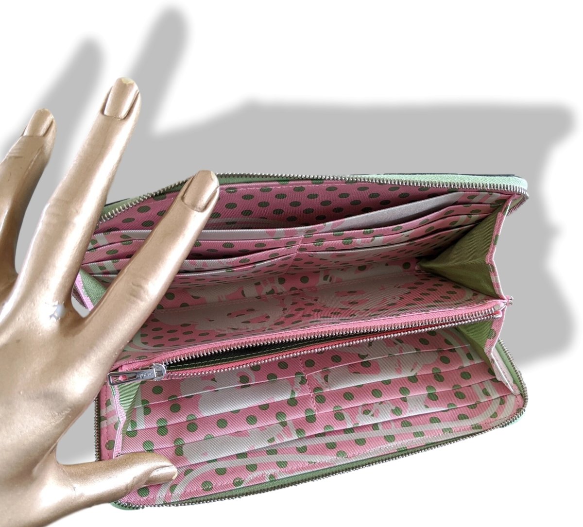 Hermes [114] Green Criquet/Pink Confettis Epsom/Barenia SILK' IN CLASSIC LONG WALLET, BNIB! - poupishop
