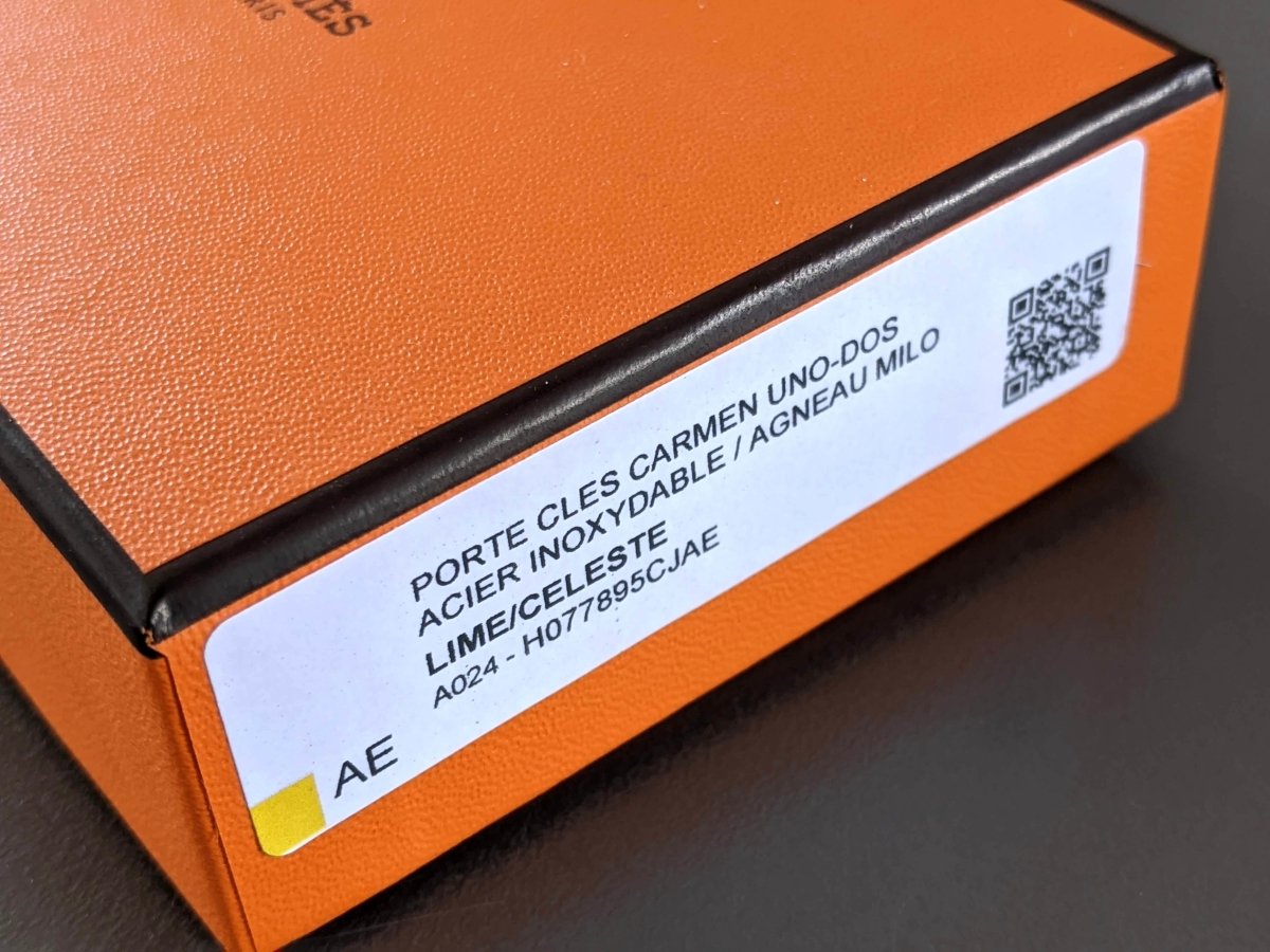 Hermes [114] Lime/Celeste Milo Lambskin PORTE-CLES CARMEN DUO Key Ring Bag Charm, BNIB! - poupishop