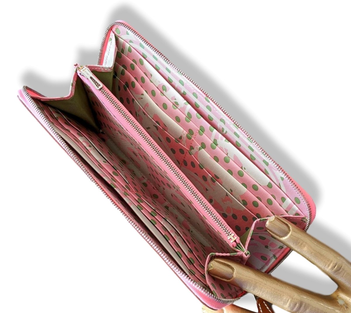 Hermes [114] Pink Confettis/Green Criquet Epsom/Barenia SILK' IN CLASSIC LONG WALLET, BNIB! - poupishop