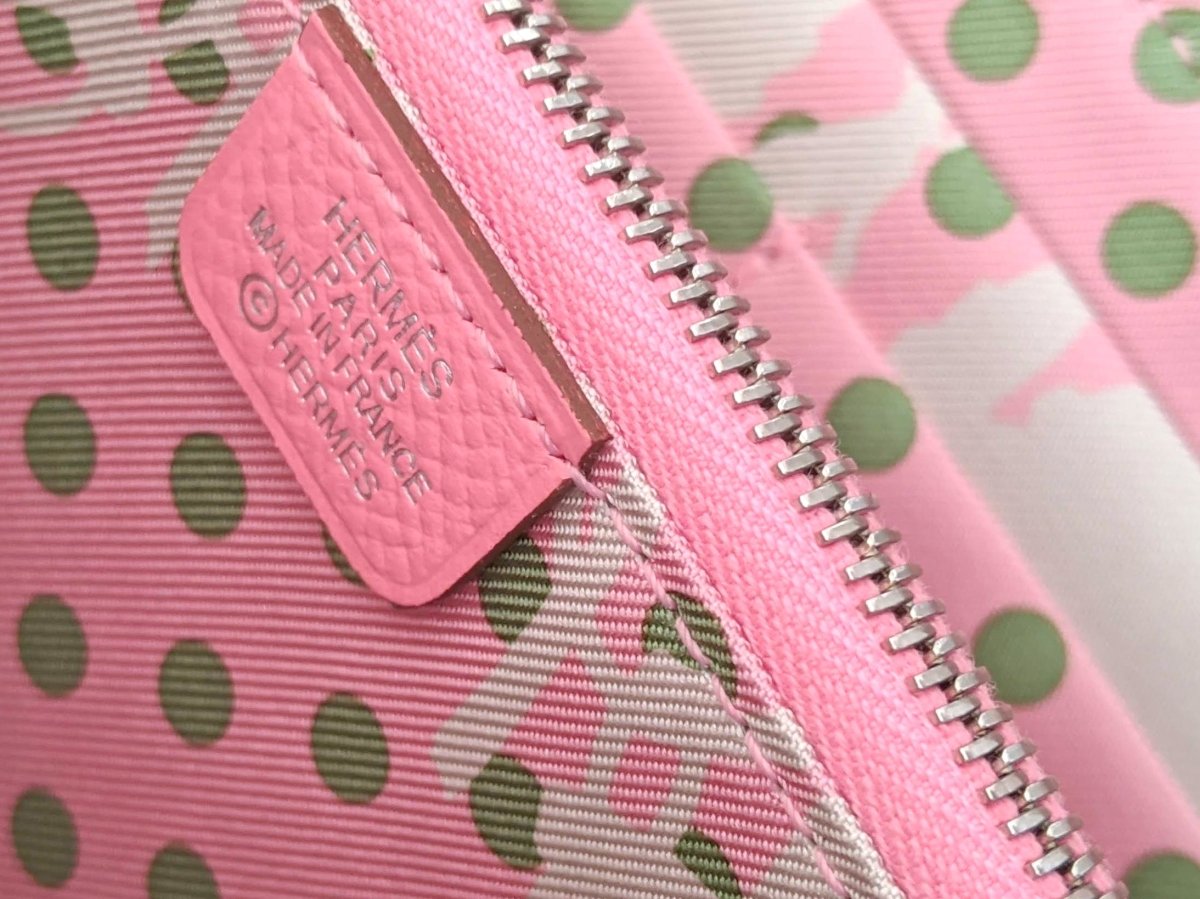 Hermes [114] Pink Confettis/Green Criquet Epsom/Barenia SILK' IN CLASSIC LONG WALLET, BNIB! - poupishop