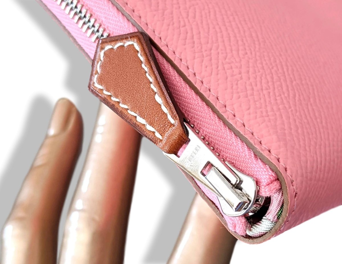 Hermes [114] Pink Confettis/Green Criquet Epsom/Barenia SILK' IN CLASSIC LONG WALLET, BNIB! - poupishop