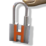 Hermes [114] Silver/Orange Enamel NEON CADENAS GM Key Ring, Bag Charm, BNWTIB! - poupishop