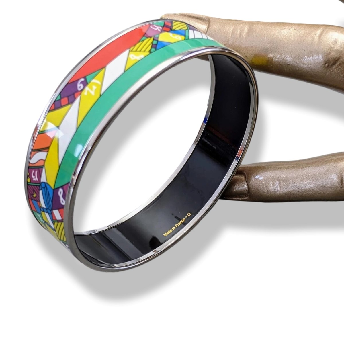 Hermes [116] 22- Fluo Enamel ASTROLOGIE NOUVELLE PHW Wide Bangle Bracelet Sz70, BNIB! - poupishop
