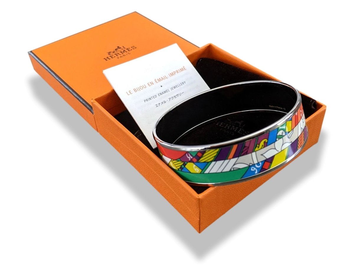 Hermes [116] 22- Fluo Enamel ASTROLOGIE NOUVELLE PHW Wide Bangle Bracelet Sz70, BNIB! - poupishop