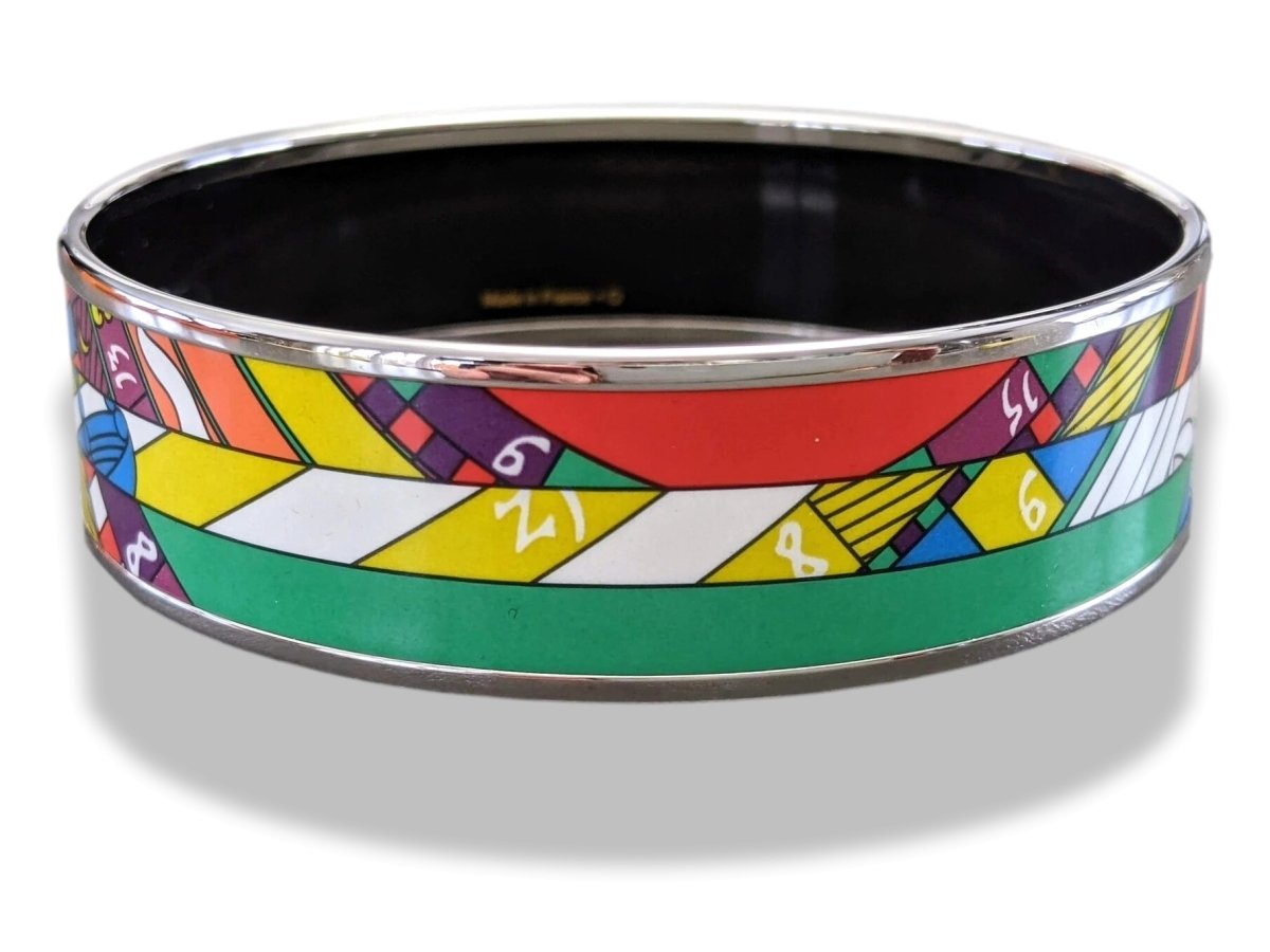Hermes [116] 22- Fluo Enamel ASTROLOGIE NOUVELLE PHW Wide Bangle Bracelet Sz70, BNIB! - poupishop