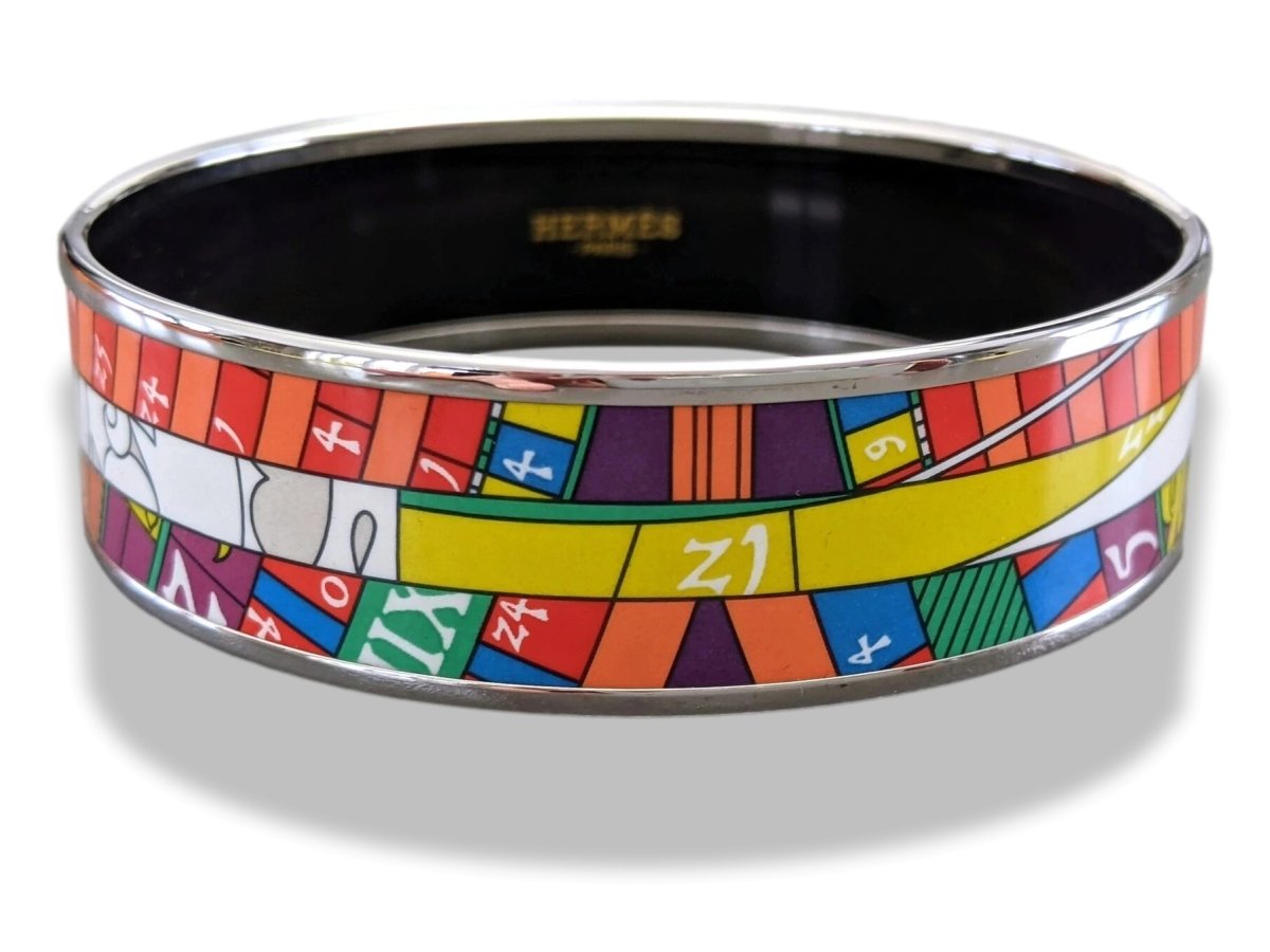 Hermes [116] 22- Fluo Enamel ASTROLOGIE NOUVELLE PHW Wide Bangle Bracelet Sz70, BNIB! - poupishop