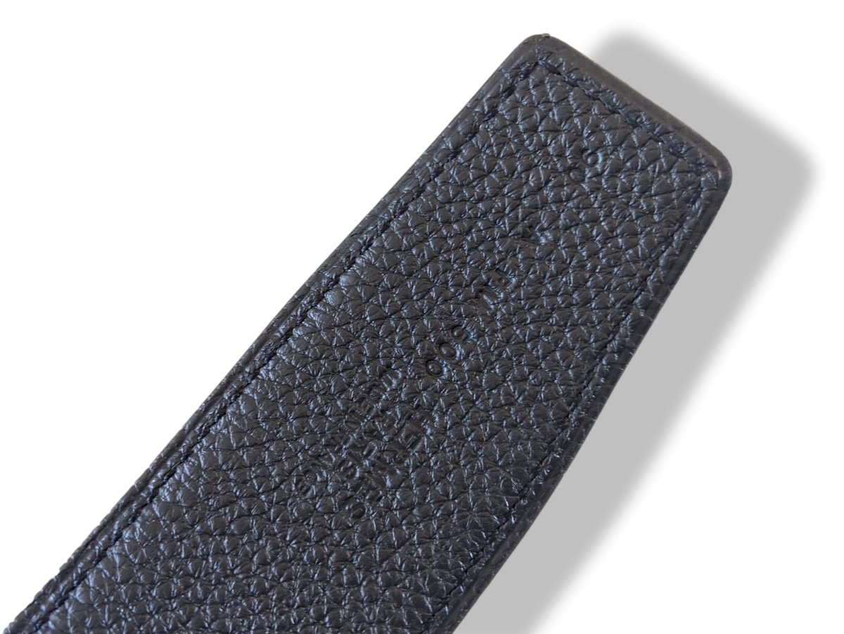 Hermes [117] Noir/Noir Veau Chamonix & Togo Reversible Leather Belt Strap 38 MM, BNWTIB! - poupishop