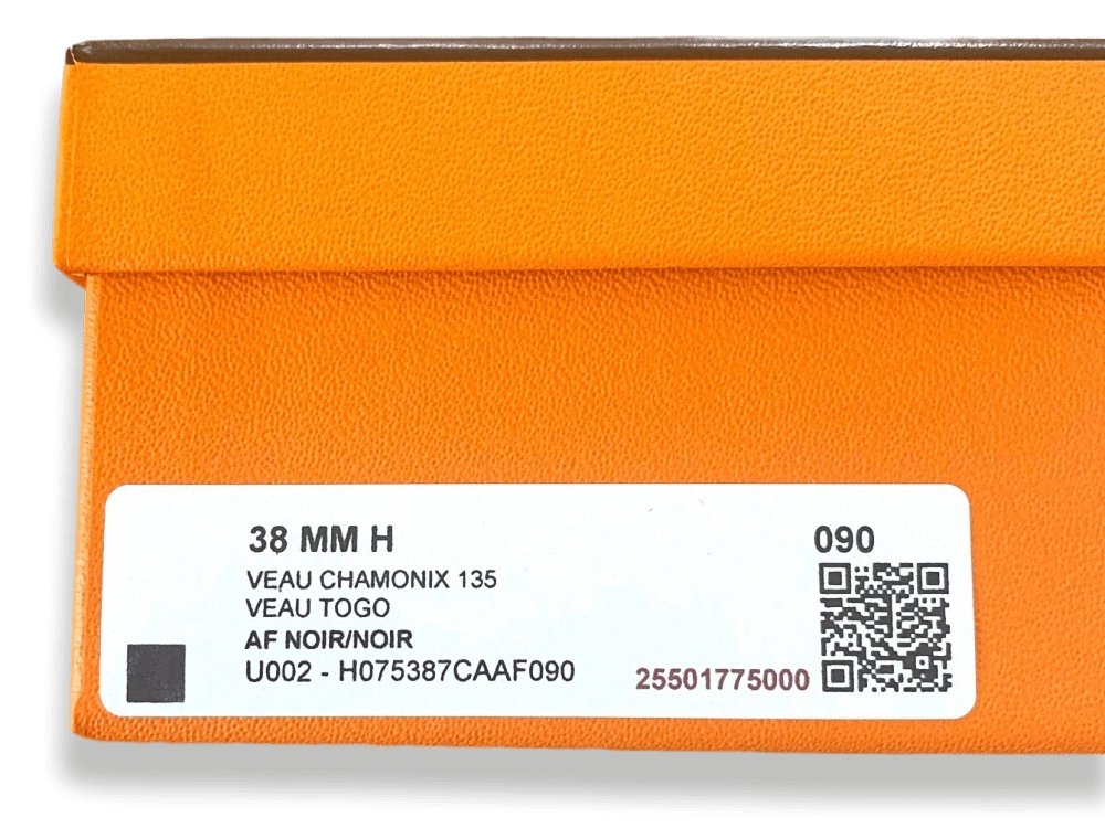 Hermes [117] Noir/Noir Veau Chamonix & Togo Reversible Leather Belt Strap 38 MM, BNWTIB! - poupishop