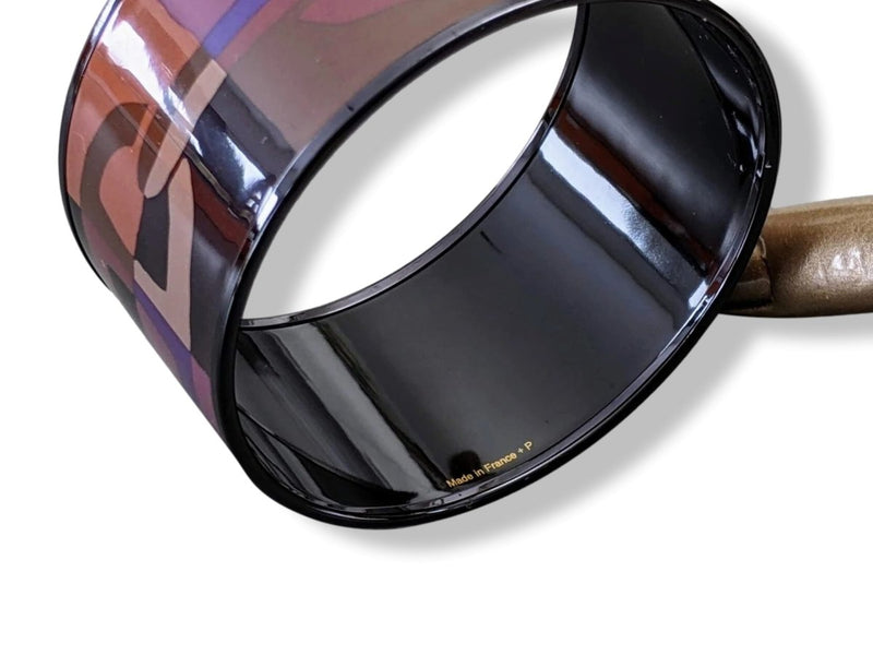 Hermes [118] 09-Surteint Enamel OPTIQUE CHAINE D'ANCRE PVD XL Bangle Bracelet Sz 065, BNIB! - poupishop