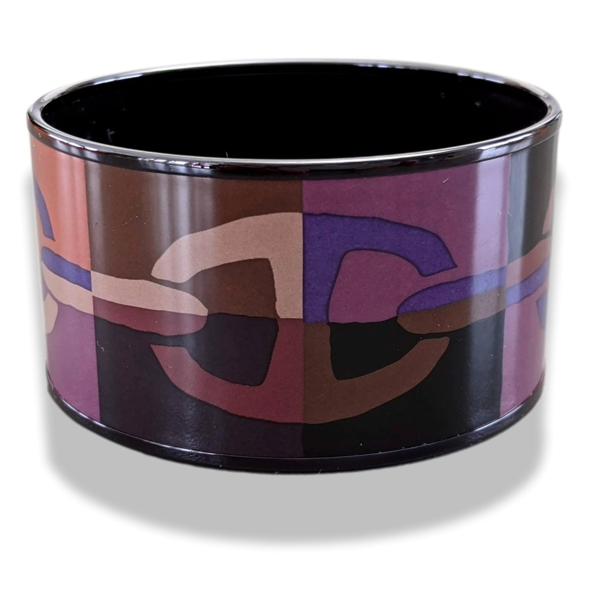 Hermes [118] 09-Surteint Enamel OPTIQUE CHAINE D'ANCRE PVD XL Bangle Bracelet Sz 065, BNIB! - poupishop