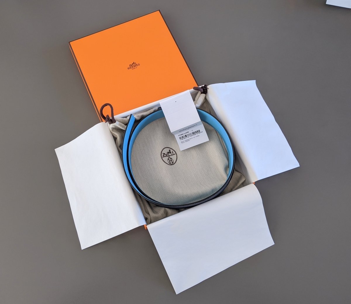 Hermes [118] Bleu Indigo/Bleu du Nord Epsom/Epsom Reversible Leather Belt Strap 38 MM, BNWTIB! - poupishop