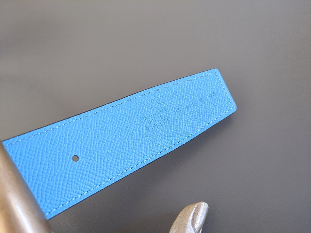 Hermes [118] Bleu Indigo/Bleu du Nord Epsom/Epsom Reversible Leather Belt Strap 38 MM, BNWTIB! - poupishop