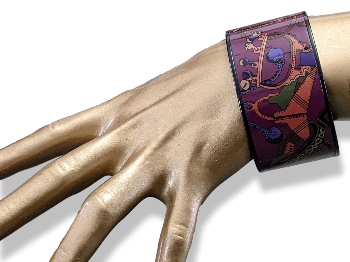 Hermes [119] 09-Surteint Enamel CONCOURS D'ETRIERS PVD XL Bangle Bracelet Sz 070, BNIB! - poupishop