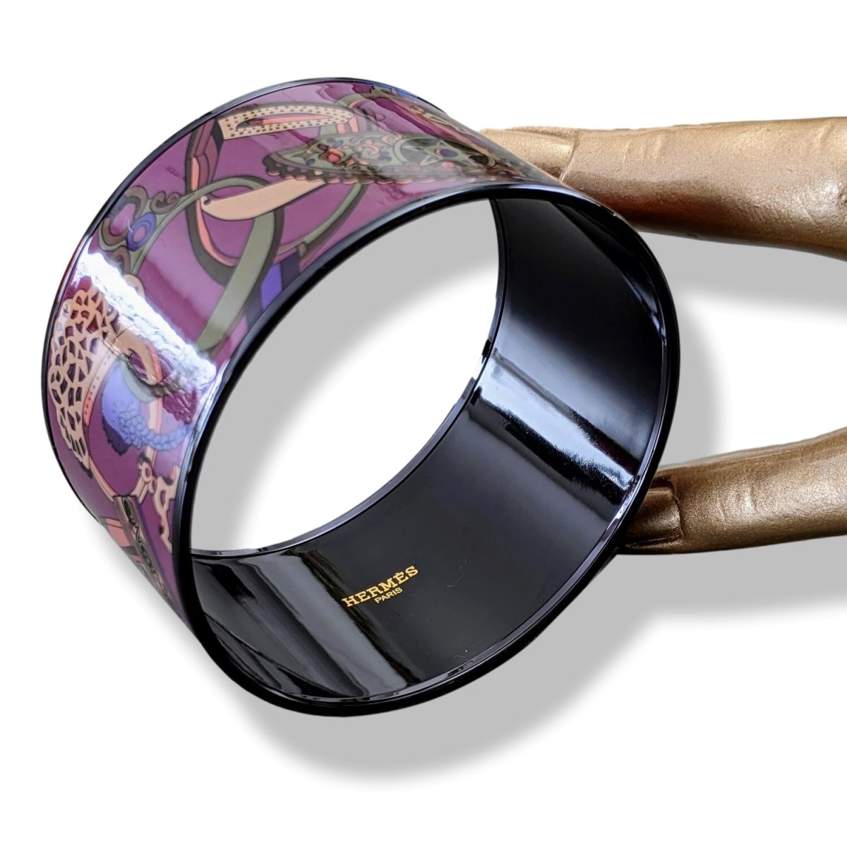Hermes [119] 09-Surteint Enamel CONCOURS D'ETRIERS PVD XL Bangle Bracelet Sz 070, BNIB! - poupishop