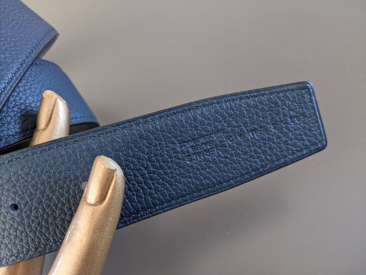 Hermes [119] Black/Bleu de Prusse Chamonix/Togo Reversible Leather Belt Strap 38 MM, BNWTIB! - poupishop