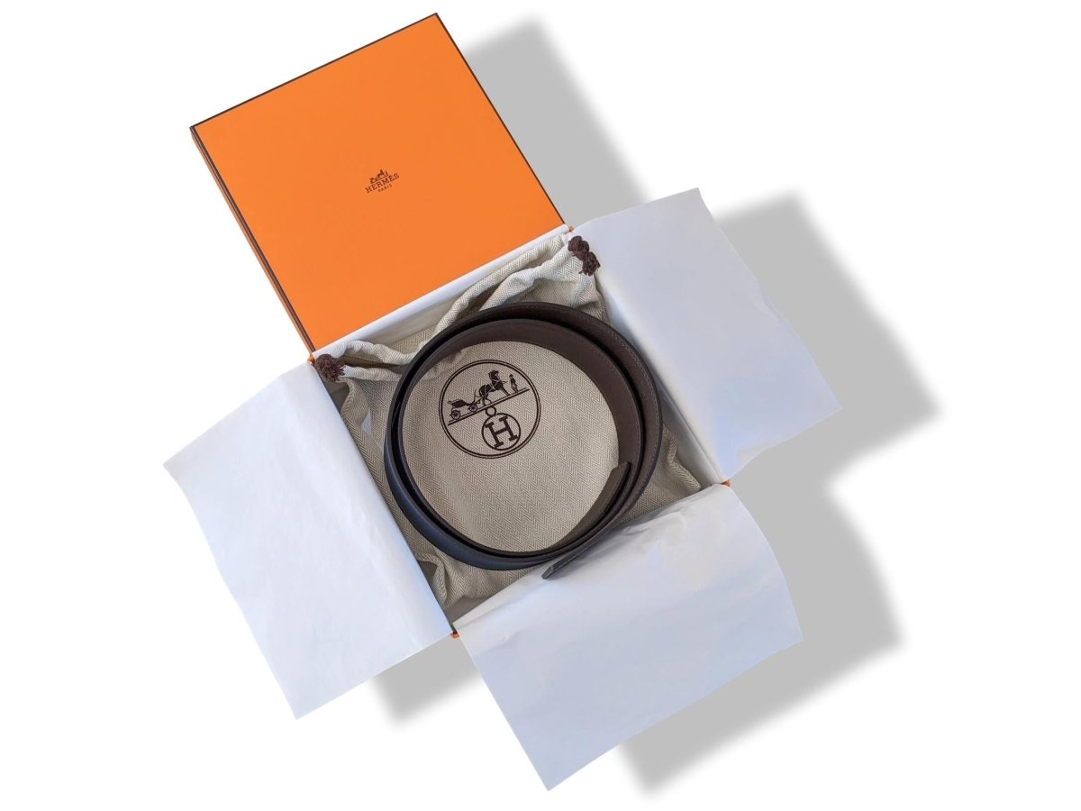 Hermes [120] Bleu de Malte/Chocolat Epsom/Epsom Reversible Leather Belt Strap 38 MM, BNWTIB! - poupishop