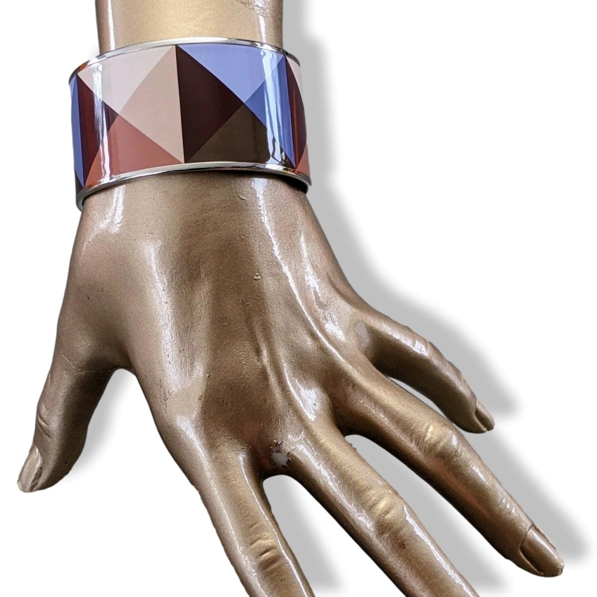 Hermes [120] Enamel CLOUS EN TROMPE L'OEIL PHW XL Bangle Bracelet Sz65, BNIB! - poupishop