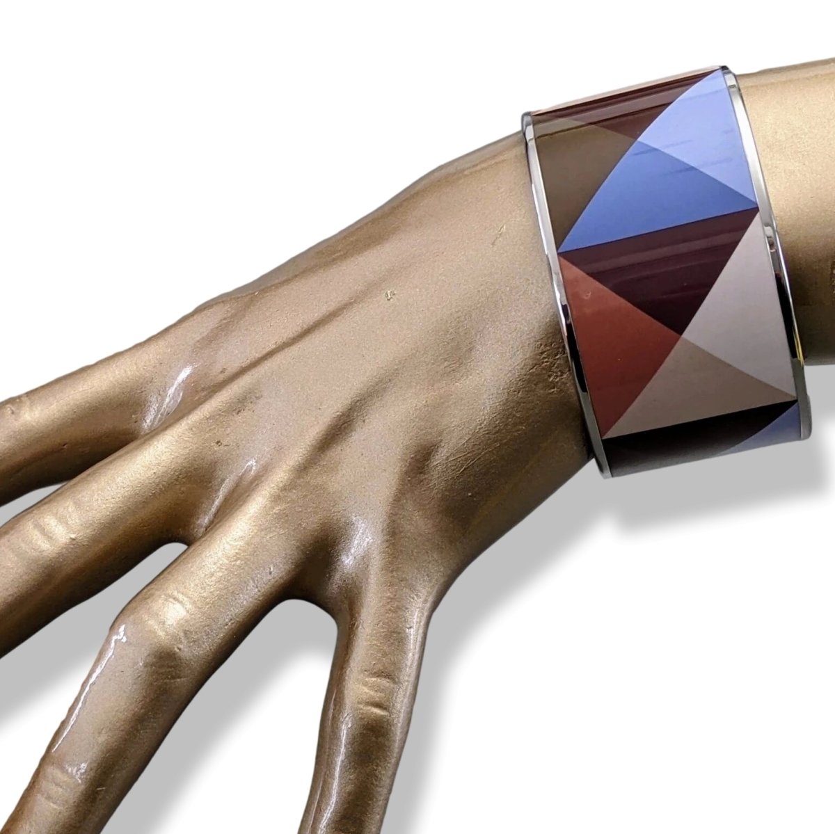 Hermes [120] Enamel CLOUS EN TROMPE L'OEIL PHW XL Bangle Bracelet Sz65, BNIB! - poupishop