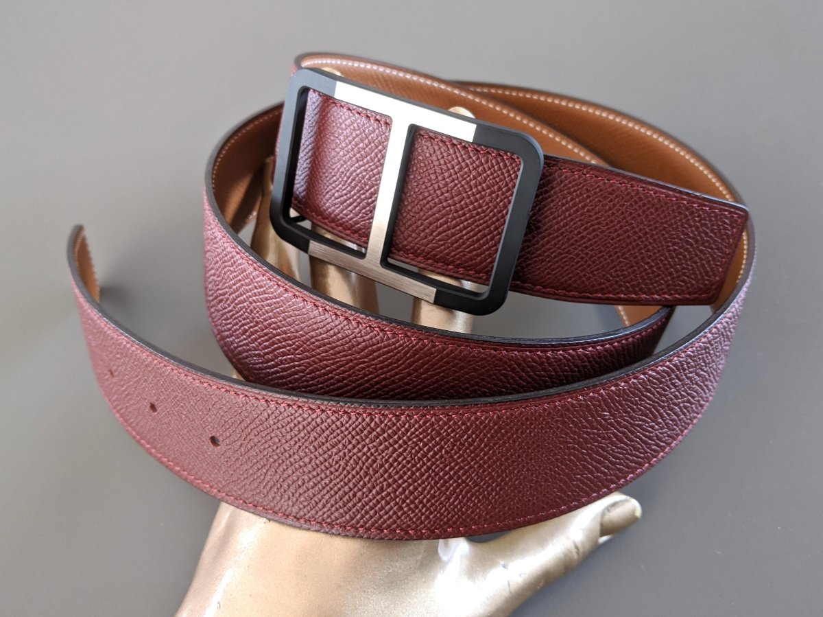 Hermes [121] Red H/Gold Epsom/Epsom Reversible Leather Belt Strap 38 MM, BNWTIB! - poupishop