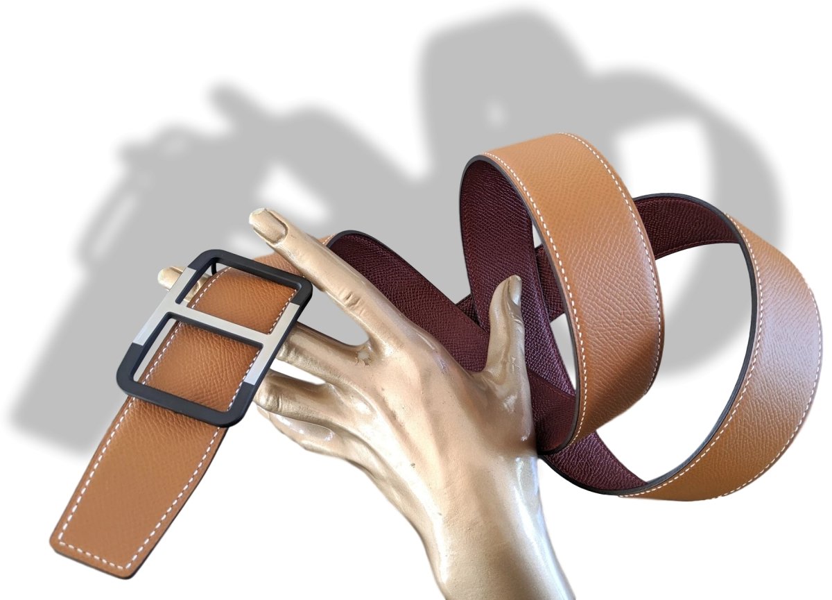 Hermes [121] Red H/Gold Epsom/Epsom Reversible Leather Belt Strap 38 MM, BNWTIB! - poupishop