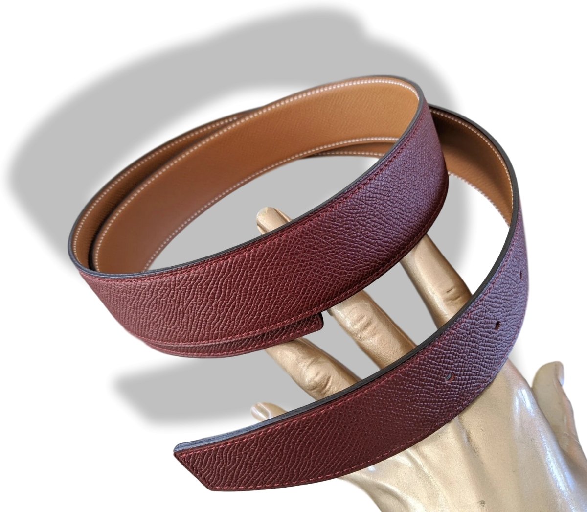 Hermes [121] Red H/Gold Epsom/Epsom Reversible Leather Belt Strap 38 MM, BNWTIB! - poupishop