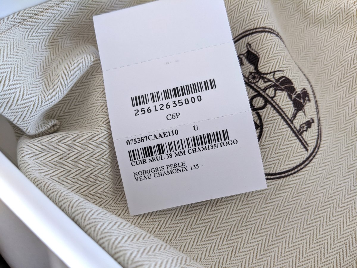 Hermes [122] Black/Pearl Grey Chamonix/Togo Reversible Belt Strap 38 MM, BNWTIB! - poupishop