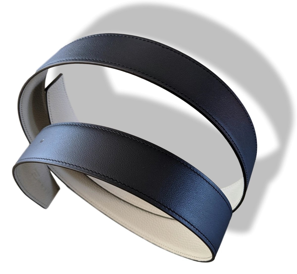 Hermes [122] Black/Pearl Grey Chamonix/Togo Reversible Belt Strap 38 MM, BNWTIB! - poupishop