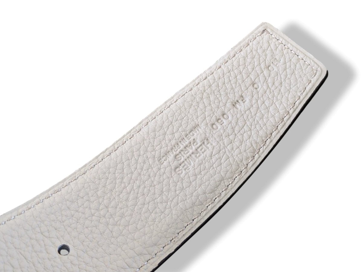 Hermes [122] Black/Pearl Grey Chamonix/Togo Reversible Belt Strap 38 MM, BNWTIB! - poupishop