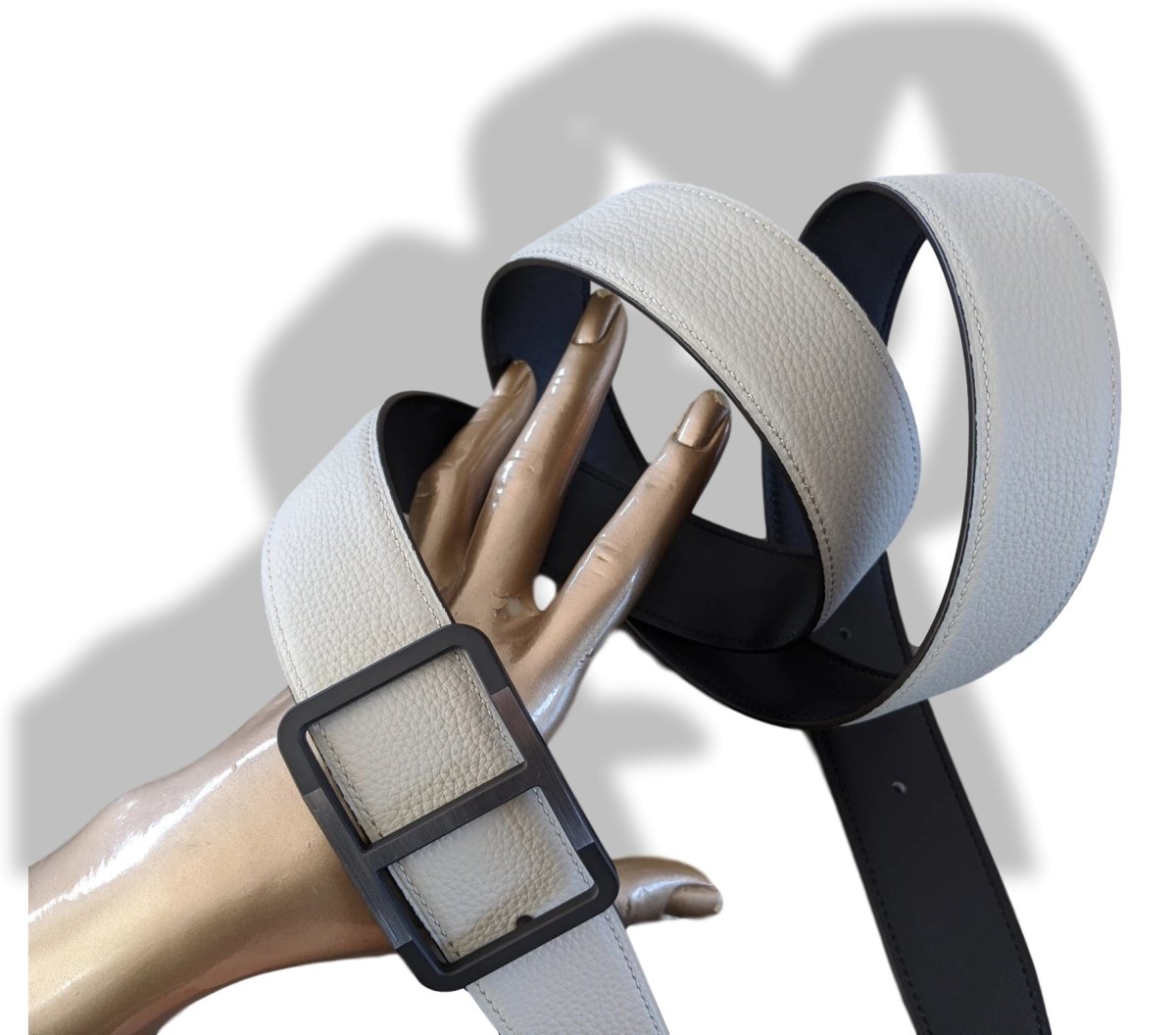 Hermes [122] Black/Pearl Grey Chamonix/Togo Reversible Belt Strap 38 MM, BNWTIB! - poupishop