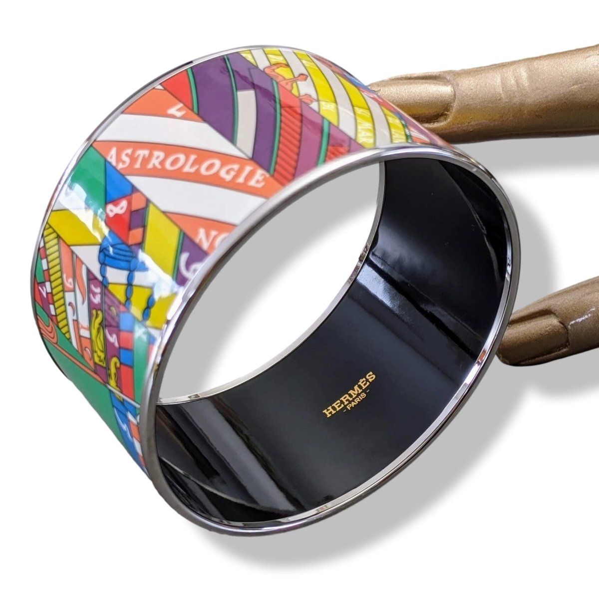 Hermes [123] 22-Fluo Enamel ASTROLOGIE NOUVELLE XL PHW Bangle Bracelet Sz 070, BNIB! - poupishop
