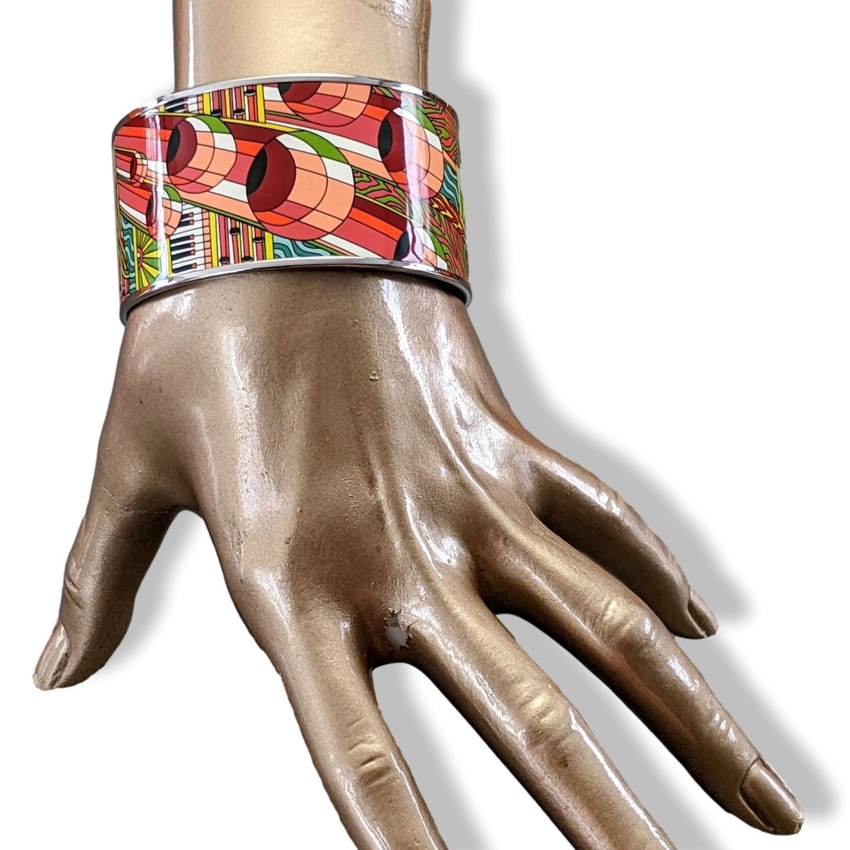 Hermes [124] 07-Luxuriant Enamel POINT D'ORGUE XL PHW Bangle Bracelet, BNIB! - poupishop