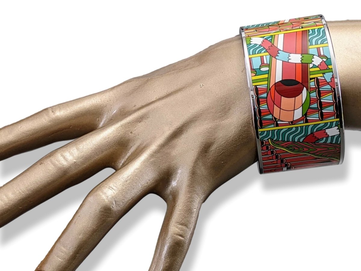 Hermes [124] 07-Luxuriant Enamel POINT D'ORGUE XL PHW Bangle Bracelet, BNIB! - poupishop