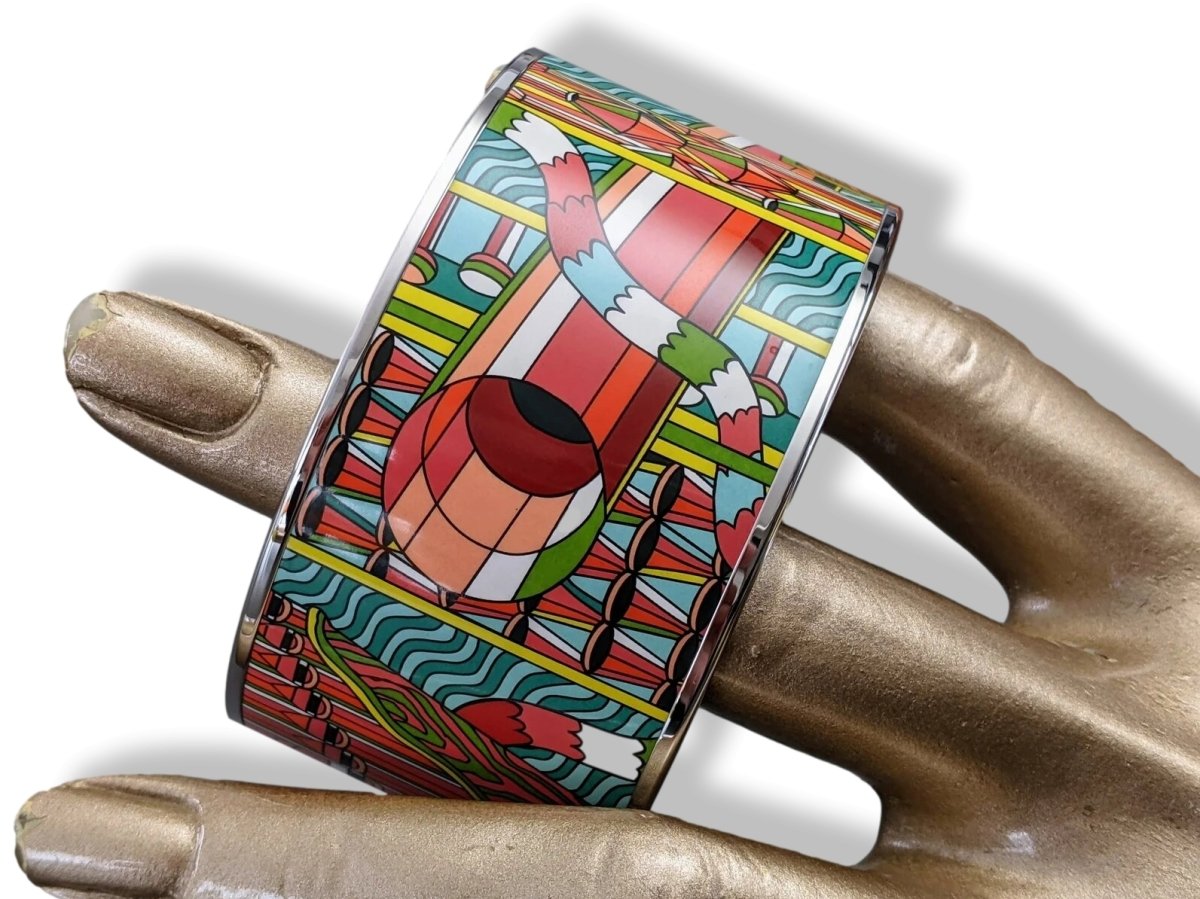 Hermes [124] 07-Luxuriant Enamel POINT D'ORGUE XL PHW Bangle Bracelet, BNIB! - poupishop