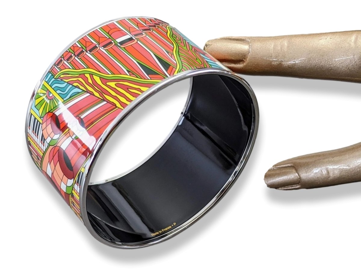 Hermes [124] 07-Luxuriant Enamel POINT D'ORGUE XL PHW Bangle Bracelet, BNIB! - poupishop