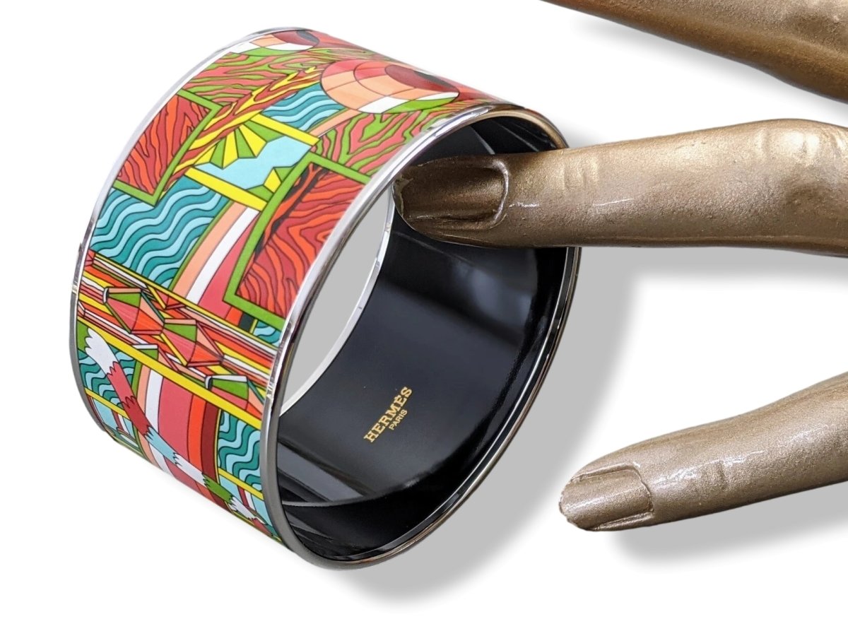 Hermes [124] 07-Luxuriant Enamel POINT D'ORGUE XL PHW Bangle Bracelet, BNIB! - poupishop