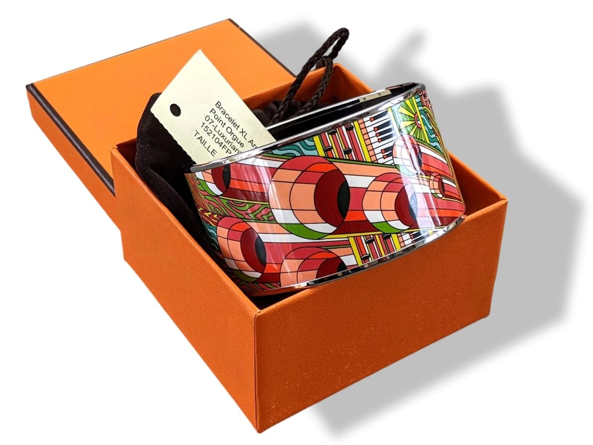 Hermes [124] 07-Luxuriant Enamel POINT D'ORGUE XL PHW Bangle Bracelet, BNIB! - poupishop