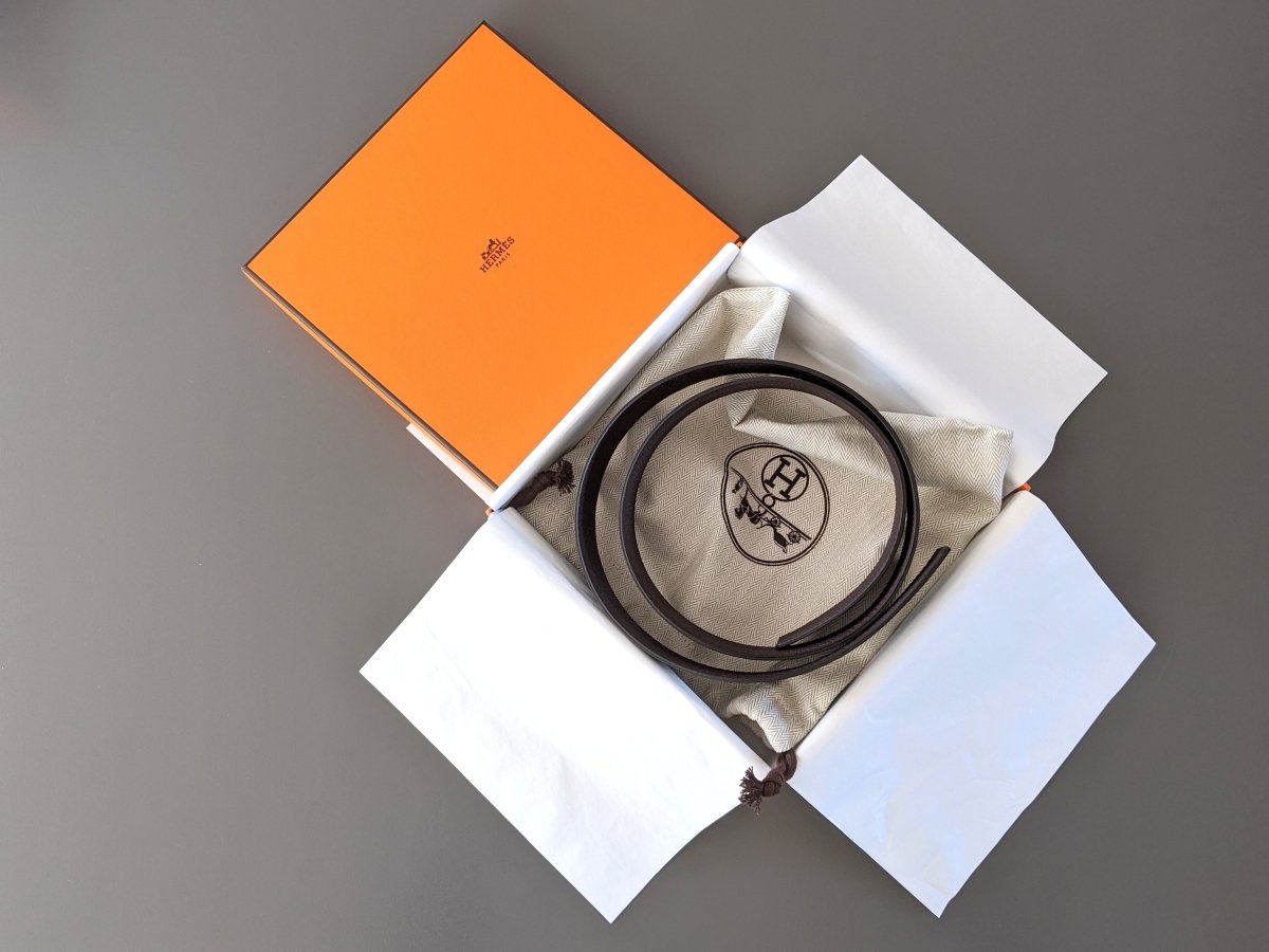 Hermes [125] Noir/Chocolat Chamonix/Togo Reversible Belt Strap 38 MM, BNWTIB! - poupishop