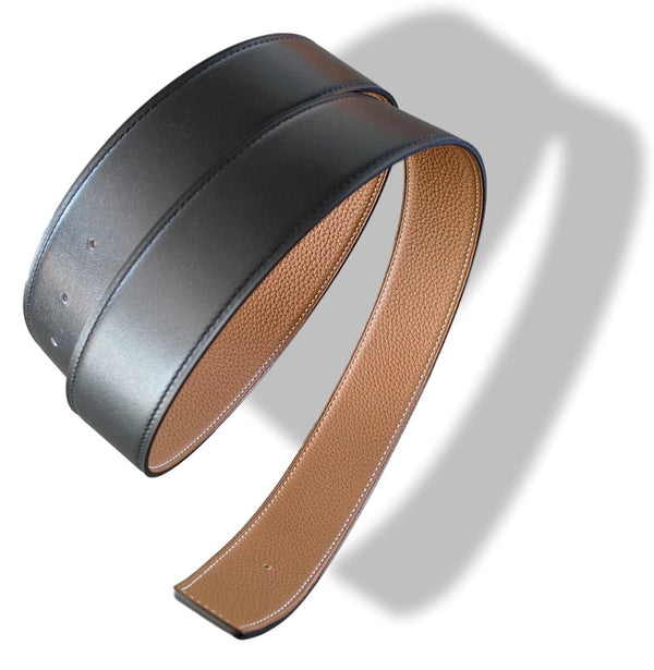 Hermes [126] Noir/Gold Box/Togo Reversible Belt Strap 38 MM, BNWTIB! - poupishop