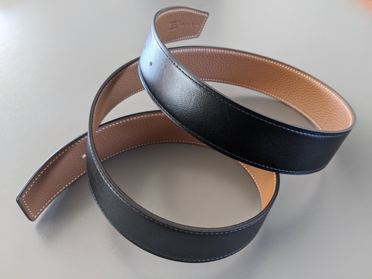 Hermes [126] Noir/Gold Box/Togo Reversible Belt Strap 38 MM, BNWTIB! - poupishop