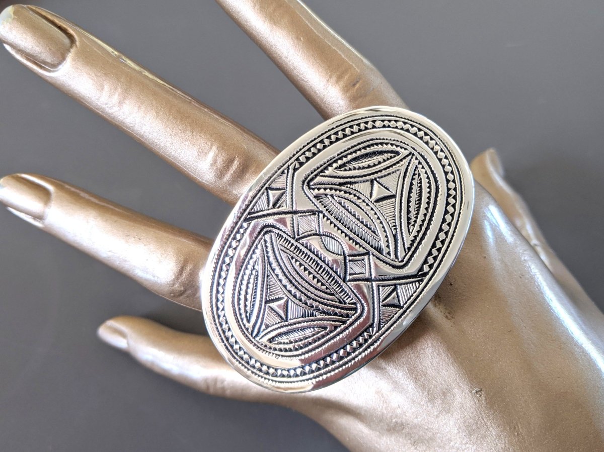 Hermes [13] AG Sterling Silver 925 TOUAREG TANDRIKA Belt Buckle H 32mm, BNIB! - poupishop