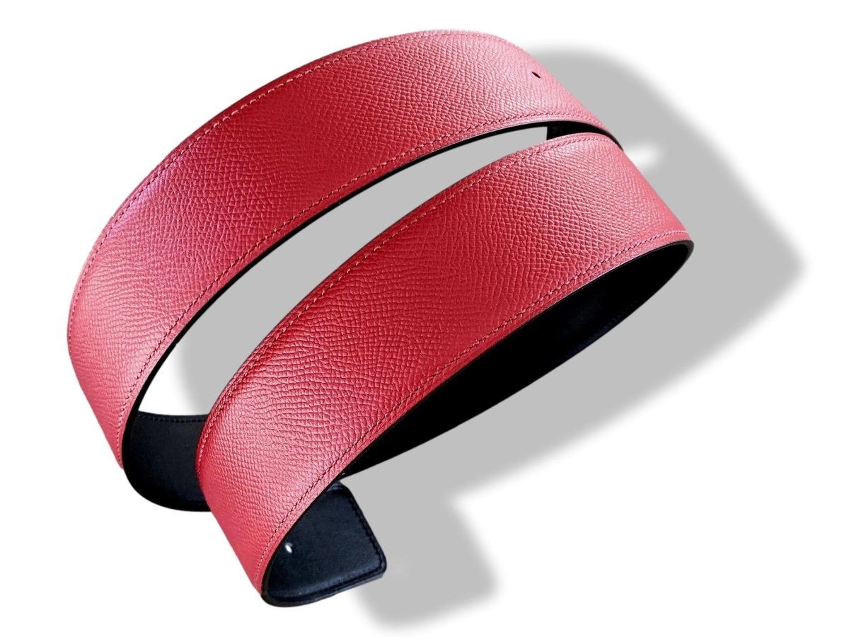 Hermes [133] Noir/Rouge Grenat Veau Chamonix & Epsom Belt Strap 42 MM, BNWTIB! - poupishop