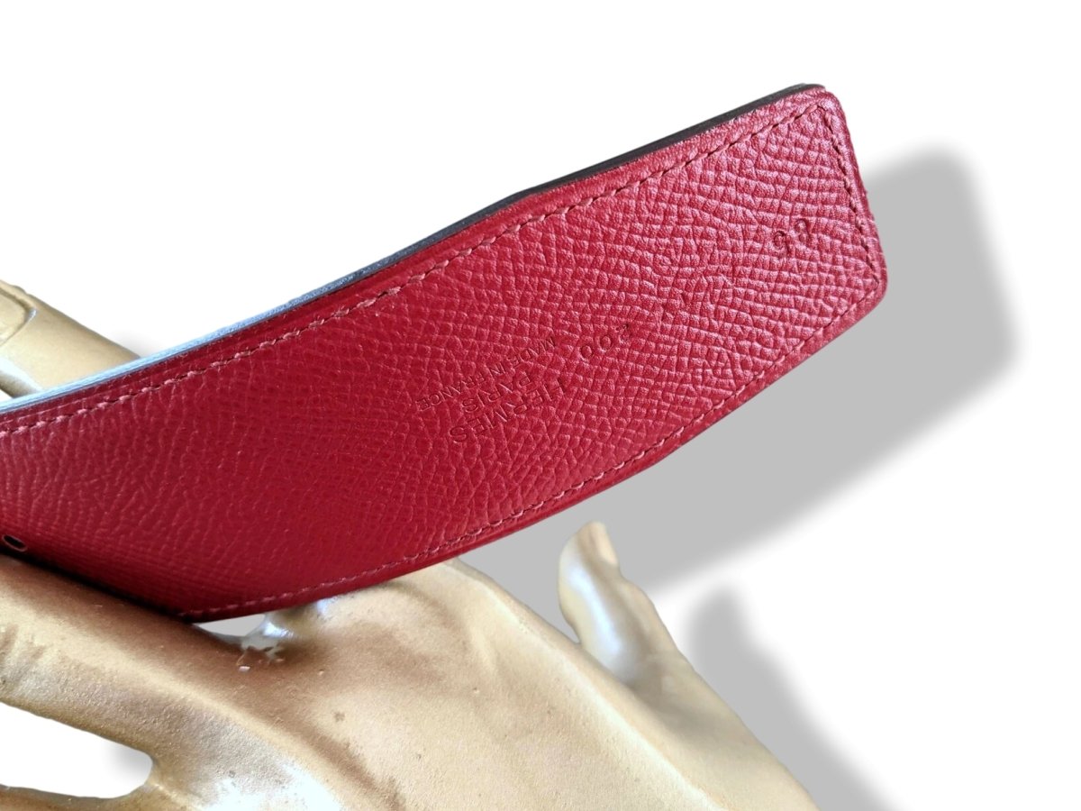 Hermes [133] Noir/Rouge Grenat Veau Chamonix & Epsom Belt Strap 42 MM, BNWTIB! - poupishop