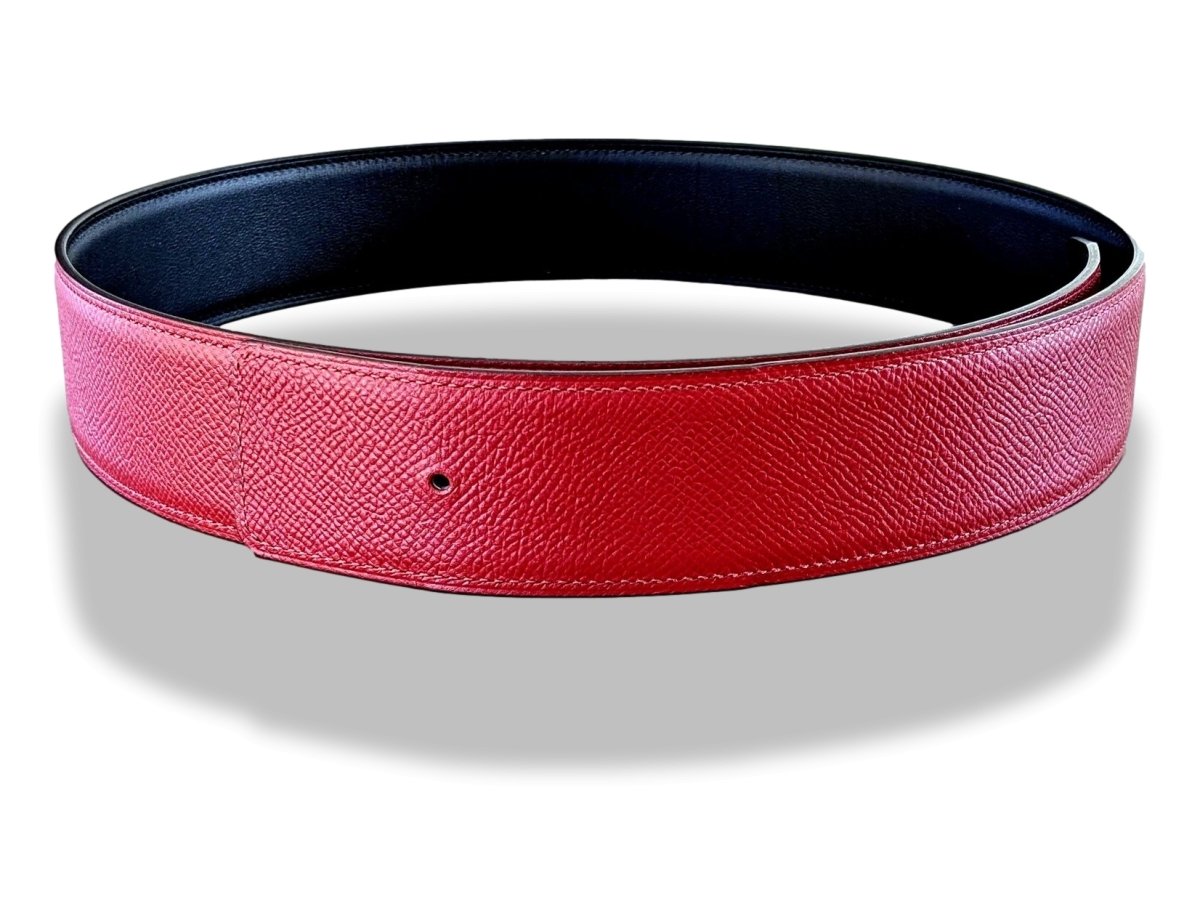 Hermes [133] Noir/Rouge Grenat Veau Chamonix & Epsom Belt Strap 42 MM, BNWTIB! - poupishop