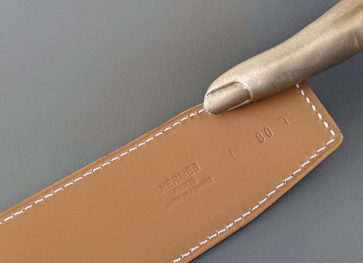 Hermes [134] 2011 White/Natural Epsom/Swift Leather Reversible Strap Belt 42 MM Sz80, BNWTIB! - poupishop